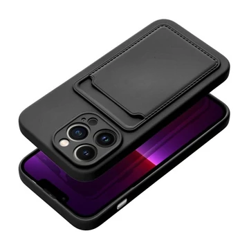 Apple iPhone 16 Plus kártyatartós szilikon tok, fekete
