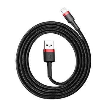 Baseus iPhone USB / Lightning adat/töltőkábel, 2,4A, 1m, Piros/Fekete