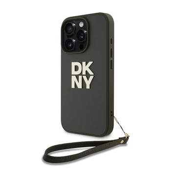 DKNY PU Leather Stack Logo iPhone 16 Pro Max tok csuklópánttal, zöld