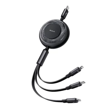 Mcdodo CA-5220 3in1 töltő- és adatkábel USB / USB-C / Lightning / MicroUSB 5A, 1,2m, fekete