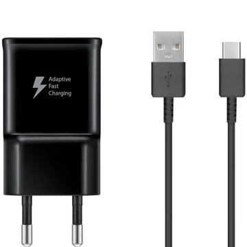 Samsung EP-TA200EBE 15W hálózati töltőadapter + EP-DR140ABE USB-C adatkábel, fekete (eco csomagolásban)