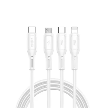 WiWU Wi-046E Starlink Series 3in1 USB-C USB-C / Lightning / microUSB kábel, 60W, 1m, fehér