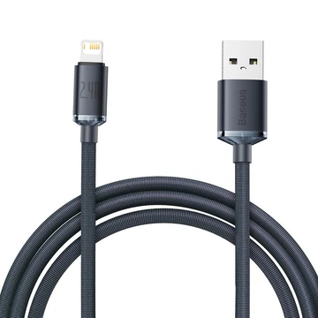 Baseus Crystal Shine USB-Lightning kábel, 2,4A, 2m, fekete