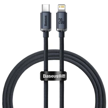 Baseus Crystal USB-C-Lightning kábel, 20W, PD, 1.2m, fekete
