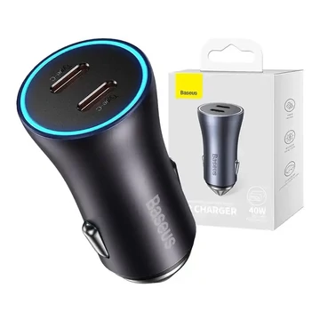 Baseus Golden Contactor Pro autós töltő, 2x USB-C, 40W, szürke