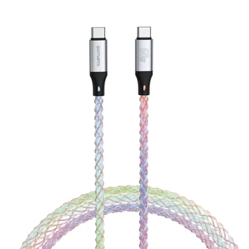 4smarts RGBCord USB-C / USB-C töltő és adatkábel, RGB világítással, 60W, 1.5m, színes
