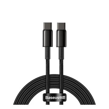 Baseus Tungsten Gold USB-C / USB-C gyorstöltő töltő- és adatkábel, 2m, fekete