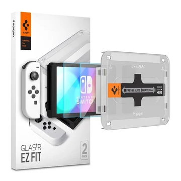 Spigen "Glas.tR EZ FIT" Nintendo Switch OLED tempered kijelzővédő fólia felhelyező kerettel (2db)