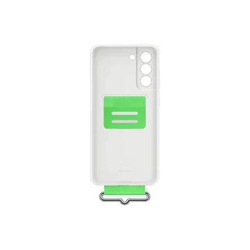 Samsung Galaxy S21 FE Silicone Cover with Strap, gyári szilikon tok szíjjal, fehér, EF-GG990TW