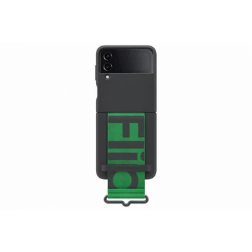 Samsung Galaxy Z Flip4 Silicone Cover with Strap, gyári szilikon tok szíjjal, fekete, EF-GF721TB