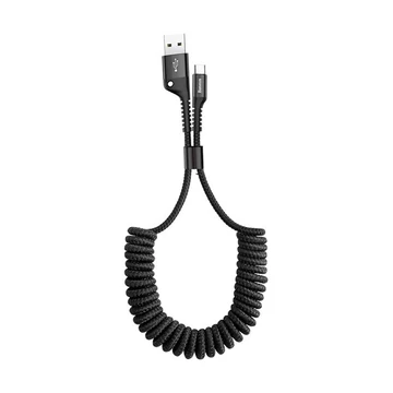 Baseus Fish-eye USB / USB-C feltekert töltő- és adatkábel, 1m, fekete