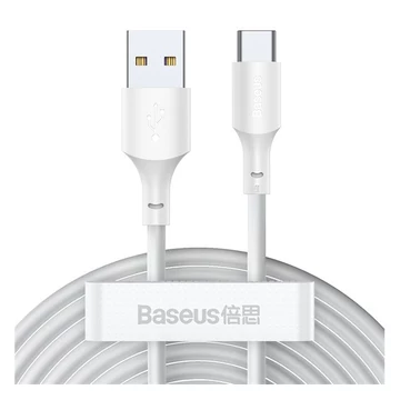Baseus Simple Wisdom USB / USB-C töltő- és adatkábel, 1,5m, fehér (2db)