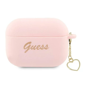 Guess Silicone Charm Heart Apple AirPods Pro 2 tok , rózsaszín