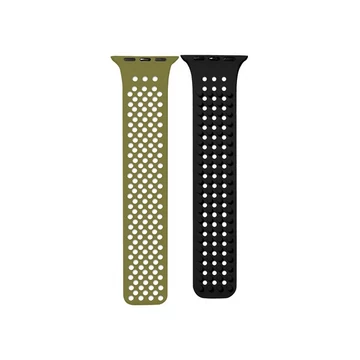 Phoner Spike Apple Watch szilikon szíj, 49/45/44/42mm, zöld/fekete