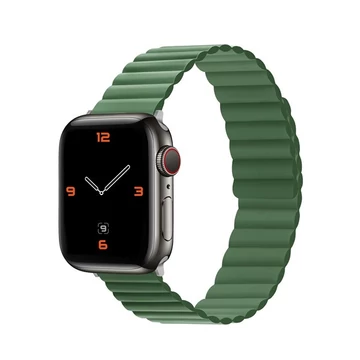 Phoner Rever Apple Watch forgatható mágneses szilikon szíj, 49/45/44/42mm, M/L, zöld