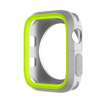 Phoner Twin Apple Watch szilikon tok, 45mm, ezüst/zöld