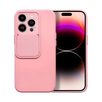 Slide Apple iPhone 13 Pro, kameravédős szilikon tok, rózsaszín