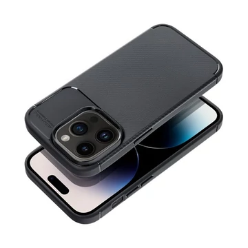 Forcell Carbon Premium hátlap tok Apple iPhone 15 Pro Max karbon mintás szilikon tok, fekete