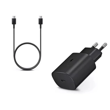 Samsung EP-TA865 kompatibilis hálózati töltő adapter USB-C + USB-C kábel, 65W, fekete, (No logo)