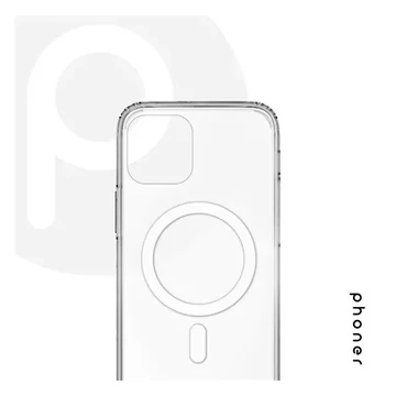 Phoner Apple iPhone 15 Magsafe szilikon tok, átlátszó