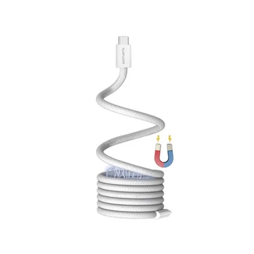 4smarts RollUp USB / USB-C mágnesesen feltekerhető töltő- és adatkábel, 1.5m, fehér