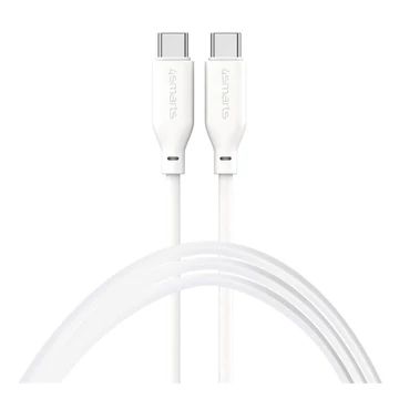 4smarts High FlexUSB-C / USB-C Szilikon töltő- és adatkábel, 60W 1.5m, fehér
