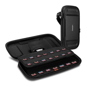Spigen Rugged Armor Pro Nintendo Switch játékkártya tároló tok, Airtag tartóval, fekete