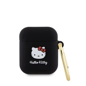 Hello Kitty Liquid Silicone 3D Kitty Head Logo AirPods 1/2 tok, fekete