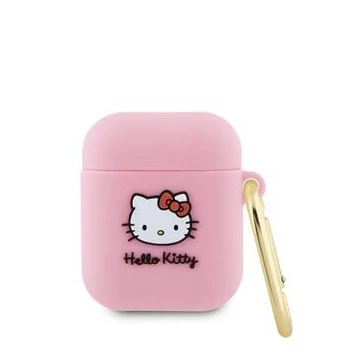 Hello Kitty Liquid Silicone 3D Kitty Head Logo AirPods 1/2 tok, rózsaszín
