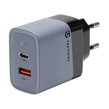 Tactical Microgrid töltő adapter USB-A+ USB-C, GaN, 45W, szürke