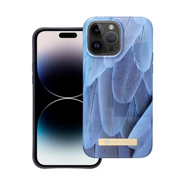 Forcell F-Protect Mirage Apple iPhone 14 Pro Max Magsafe kompatibilis hátlap tok, madártoll minta, kék