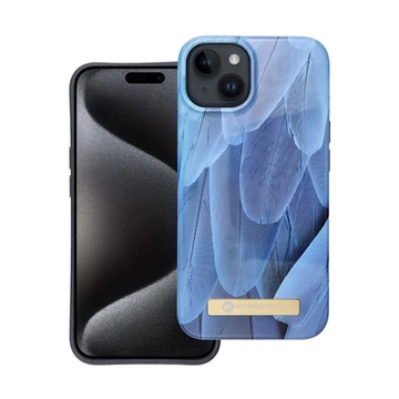 Forcell F-Protect Mirage Apple iPhone 14 Magsafe kompatibilis hátlap tok, madártoll minta, kék