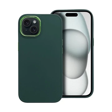 Frame iPhone 15 közepesen ütésálló tok kameravédő kerettel, zöld