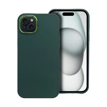 Frame iPhone 15 Plus közepesen ütésálló tok kameravédő kerettel, zöld