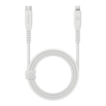 Energea Flow C94 USB-C / Lightning MFI szövet gyorstöltő- és adatkábel, 1.5m, 60W, 3A, fehér