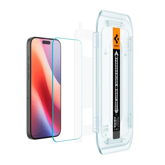 Spigen Glas.tR EZ Fit Apple iPhone 16 Pro tempered kijelzővédő fólia felhelyező kerettel (2db) AGL07928