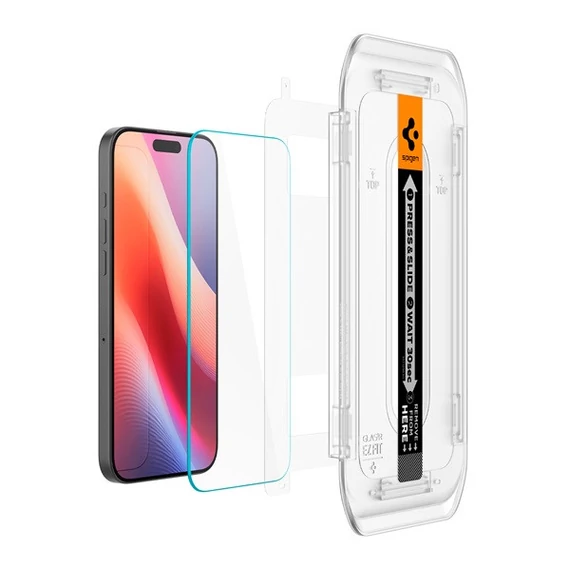 Spigen Glas.tR EZ Fit HD Apple iPhone 16 Pro tempered kijelzővédő fólia felhelyező kerettel (1db) AGL07935