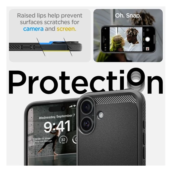 Spigen Rugged Armor MagFit Apple iPhone 16 Plus tok, Matte Black, fekete