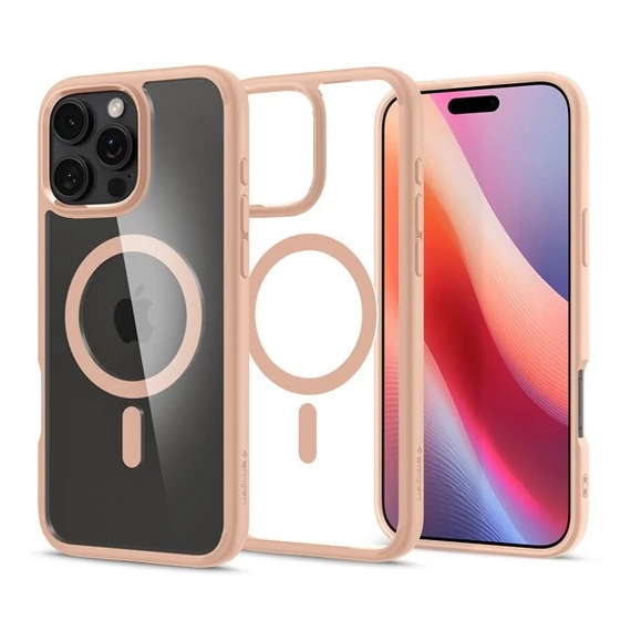 Spigen Ultra Hybrid MagFit Apple iPhone 16 Pro Max tok, Rose Titanium MagSafe, átlátszó