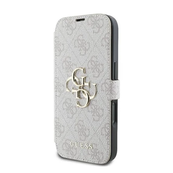 Guess 4G Metal Logo iPhone 16 Pro Max flip/oldalra nyíló tok, rózsaszín GUBKP16X4GMGPI