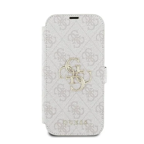 Guess 4G Metal Logo iPhone 16 Pro Max flip/oldalra nyíló tok, rózsaszín GUBKP16X4GMGPI