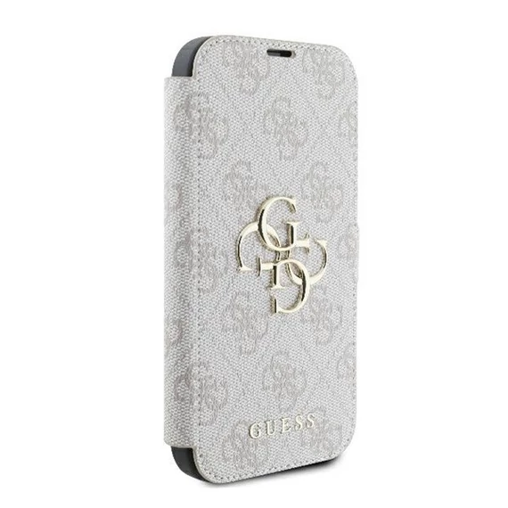 Guess 4G Metal Logo iPhone 16 Pro Max flip/oldalra nyíló tok, rózsaszín GUBKP16X4GMGPI