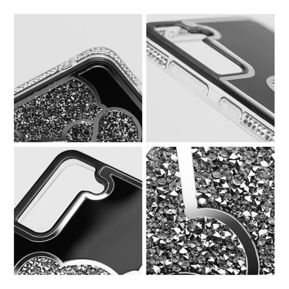 Teddy Bear Samsung Galaxy A25 5G csillogó köves tok, ezüst