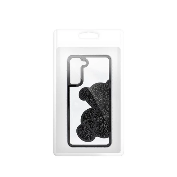 Teddy Bear Samsung Galaxy A35 5G csillogó köves tok, fekete