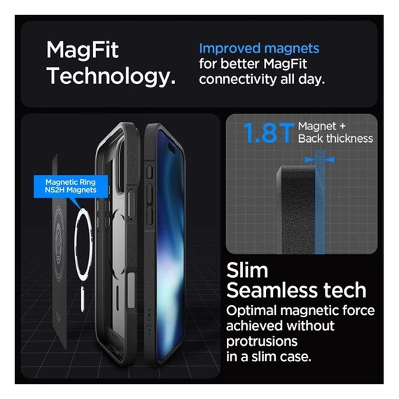 Spigen Core Armor MagFit Apple iPhone 16 Pro Max Matte Black Magsafe tok, fekete