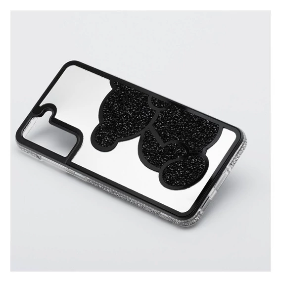 Teddy Bear Samsung Galaxy A15 4G / A15 5G csillogó köves tok, fekete