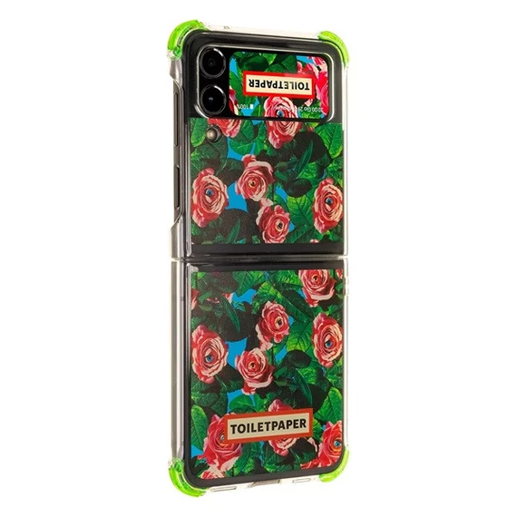 Samsung Galaxy Flip4 Toiletpaper rózsa mintás gyári tok, zöld (GP-FPF721HICGY)