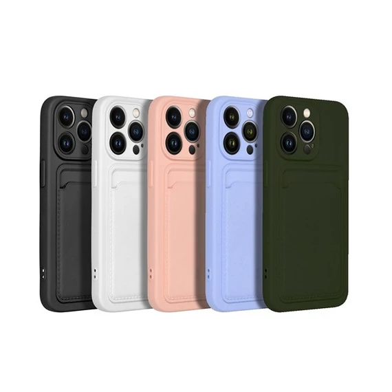 Apple iPhone 16 Plus kártyatartós szilikon tok, fekete