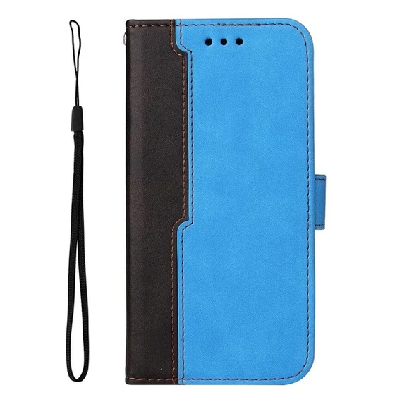 Apple Wooze Colour Wallet iPhone 16 Plus oldalra nyíló tok, stand, kártyatartóval, kézpánttal, kék