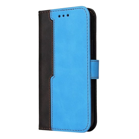 Apple Wooze Colour Wallet iPhone 16 Plus oldalra nyíló tok, stand, kártyatartóval, kézpánttal, kék